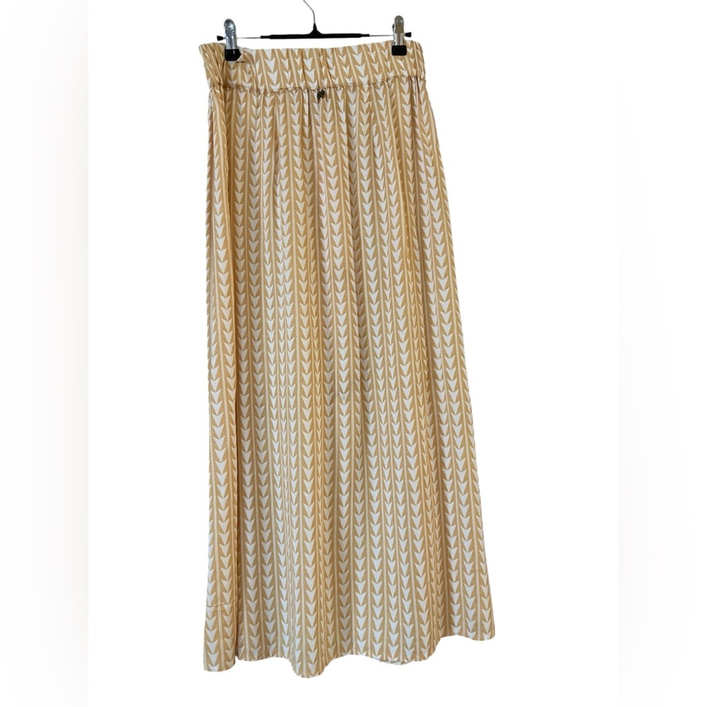 Rip Curl Mustard Geometric Midi Skirt Button Front Surf Resort Boho Size S - Picture 3 of 5